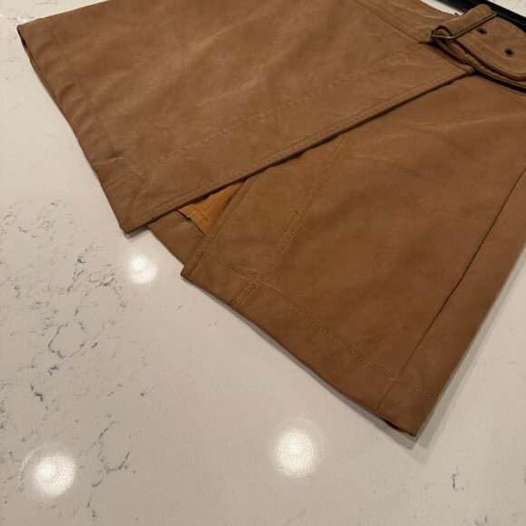 FREE PEOPLE | Camel Faux Suede Wrap Mini Skirt Size 6 - Picture 5 of 9
